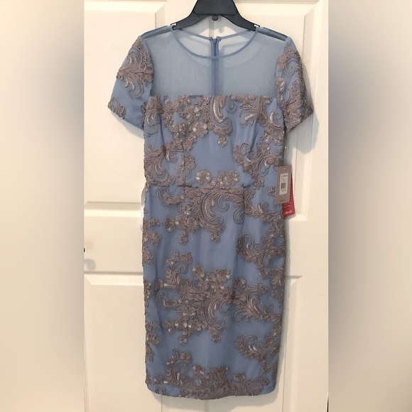 JS Collections Womens Cheyenne Illusion Cocktail Midi Dress, NWT - Picture 3 of 7